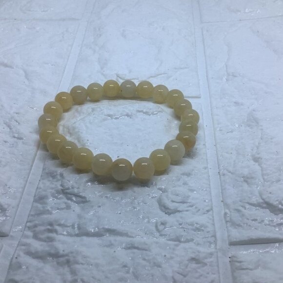 Gemstone Natural Yellow Quartz Round Bead Ball 8MM Stretch Bracelet Unisex - Picture 1 of 6